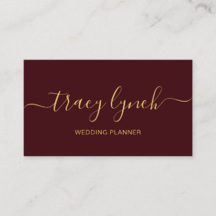 Burgundy Gold handgeschriebene Skriptkalligrafie Visitenkarte