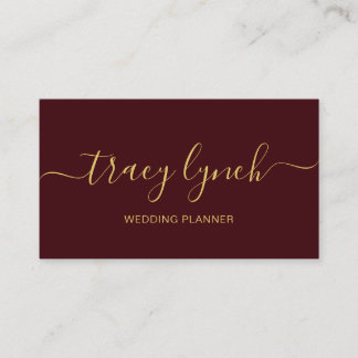 Burgundy Gold handgeschriebene Skriptkalligrafie Visitenkarte