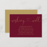 Burgundy Gold Heart Script wünscht gute Hochzeit Begleitkarte<br><div class="desc">Dieses elegante bordeauxfarbene und goldene Herzensskript,  das eine gut umschließende Karte wünscht,  kann mit Ihrer speziellen Nachricht und Ihren Namen personalisiert werden. Entwickelt von Thisisnotme©</div>