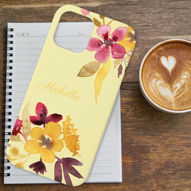 Burgundy Gold Herbst Blogs Monogram Case-Mate iPhone Hülle (Von Creator hochgeladen)