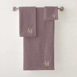 Burgundy Gold Initial und Name Personalisiert Badhandtuch Set