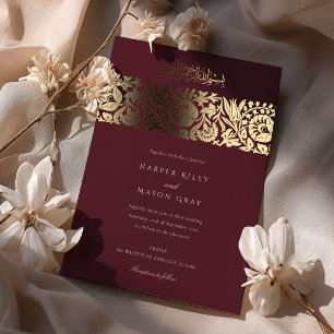 Burgundy Gold Islamic Wedding Folieneinladung