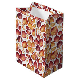 Burgundy & Gold Leaf Muster Mittlere Geschenktüte