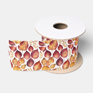 Burgundy & Gold Leaf Muster Satinband