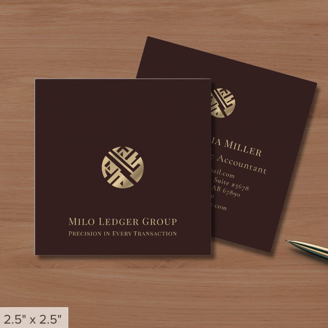 Burgundy Gold Logo Quadratische Visitenkarte (Von Creator hochgeladen)