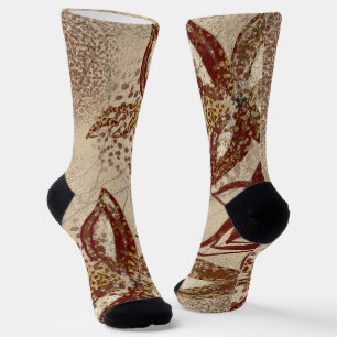 Burgundy Gold marmorierte Textur Abstrakt Socken