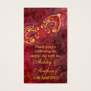Burgundy Gold Masquerade Wedding Favor Tags