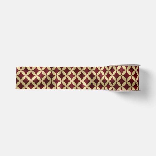 Burgundy Gold Metallic Peel Muster Ripsband (Vorderseite)