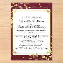 Burgundy Gold Modern Elegant Wedding Invitation