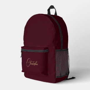 Burgundy Gold Monogram Mens Damen Reise Notebook Bedruckter Rucksack