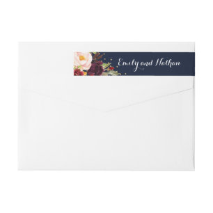 Burgundy Gold Navy Confetti Envelope Belly Band