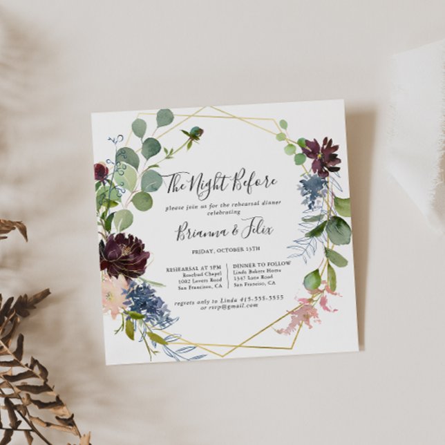 Burgundy Gold Night Before Probe Dinner Einladung (Von Creator hochgeladen)