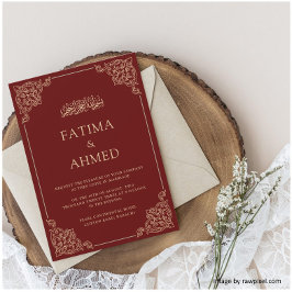 Burgundy Gold Nikah Islamische Hochzeit Einladung