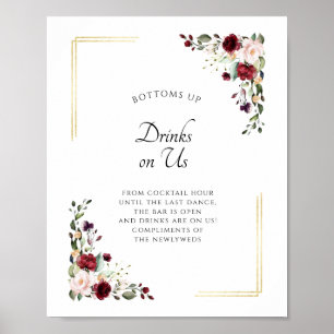 Burgundy Gold Open Bar Drinks auf unserem Hochzeit Poster