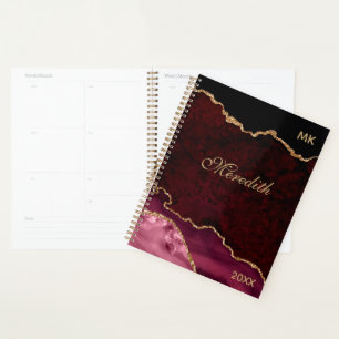 Burgundy Gold Parties scintillant Agate Planner pe