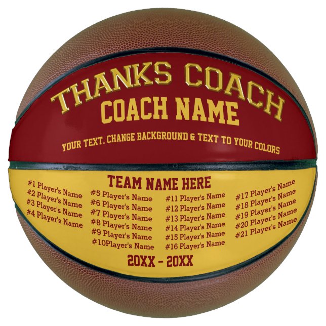 Burgundy Gold Personalisiert Basketball Coach Gesc (Vorderseite)