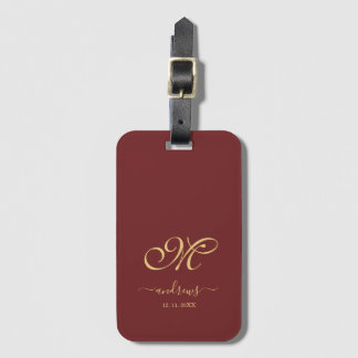 Burgundy Gold Personalisiert Signature Gepäckanhänger