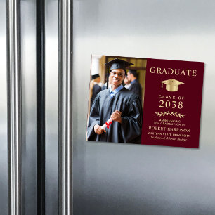 Burgundy Gold Photo Faire-part de graduation