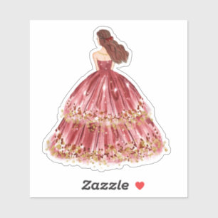 Burgundy/Gold Princess Sticker en vinyle coupé