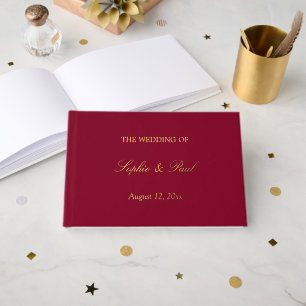 Burgundy Gold Real Foil Elegantes Wedding Gästebuc Gästebuch