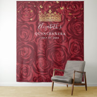 Burgundy Gold Rose Party Photo fond Tapisseries