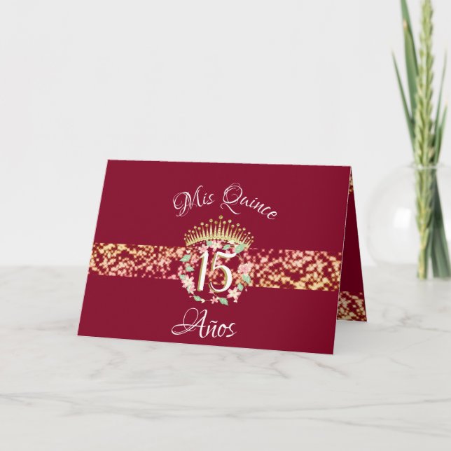 Burgundy Gold Rustic Quinceanera Celebration Einladung (Vorderseite)