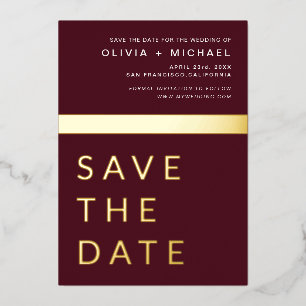 Burgundy Gold Save the Date Elegant Folieneinladung