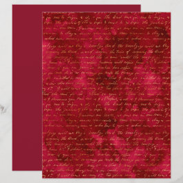 Burgundy Gold Script Writing Texture Scrapbook Pap
