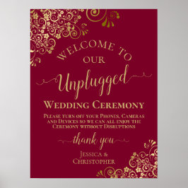 Burgundy & Gold Stilvolle, nicht gestopfte Hochzei Poster