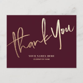 Burgundy Gold Vielen Dank Elegant Universell Postkarte