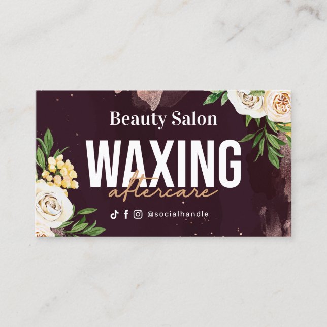 Burgundy Gold Waxing Aftercare Card Visitenkarte (Vorderseite)