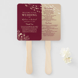 Burgundy Gold Wedding Program Fan Fächer