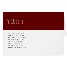 Burgundy Gold Wedding Tischnummer Names
