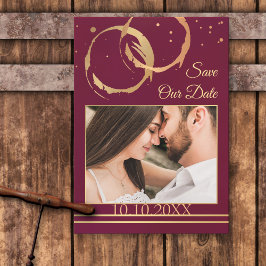 Burgundy Gold Wine Foto Save the Date Karte