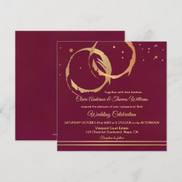 Burgundy Gold Wine Stain Rings Einladung Hochzeit