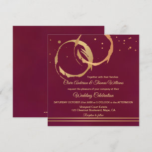 Burgundy Gold Wine Stain Rings Einladung Hochzeit