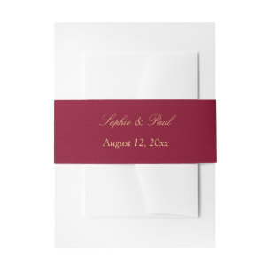 Burgundy Golden Beige Wedding Einladungsbanderole