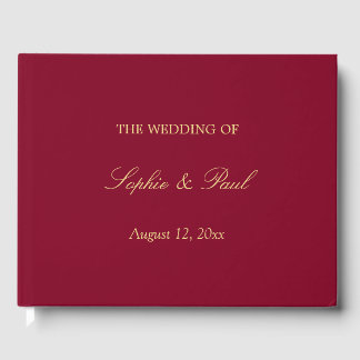 Burgundy Golden Beige Wedding Gästebuch