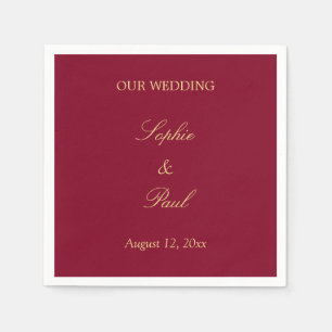Burgundy Golden Beige Wedding Napkins Serviette