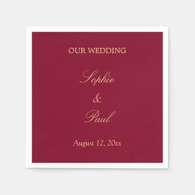 Burgundy Golden Beige Wedding Napkins Serviette (Vorderseite)