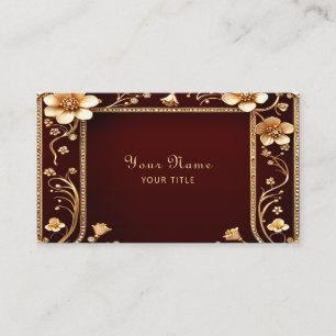 Burgundy Golden Blume Business Card Visitenkarte