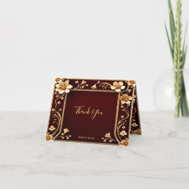 Burgundy Golden Blume Danke-Card Dankeskarte