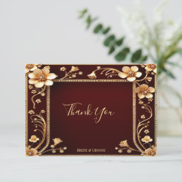 Burgundy Golden Blume Danke-Card Dankeskarte