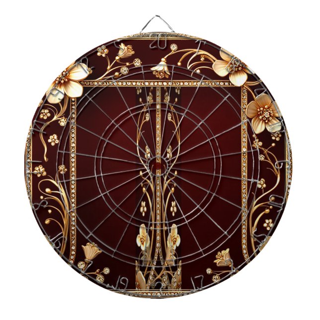 Burgundy Golden Blume Dartboard Dartscheibe (vorne)