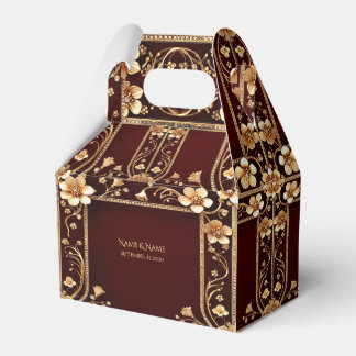 Burgundy Golden Blume Gevor Box Geschenkschachtel