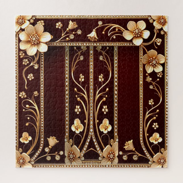 Burgundy Golden Blume Jigsaw Puzzle (Vertikal)