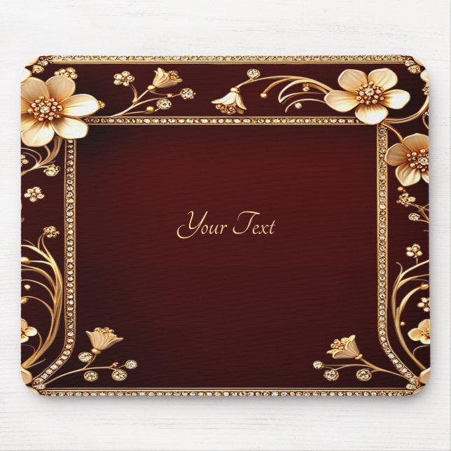 Burgundy Golden Blume Mousepad (Vorne)
