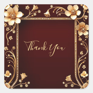 Burgundy Golden Blume Sticker