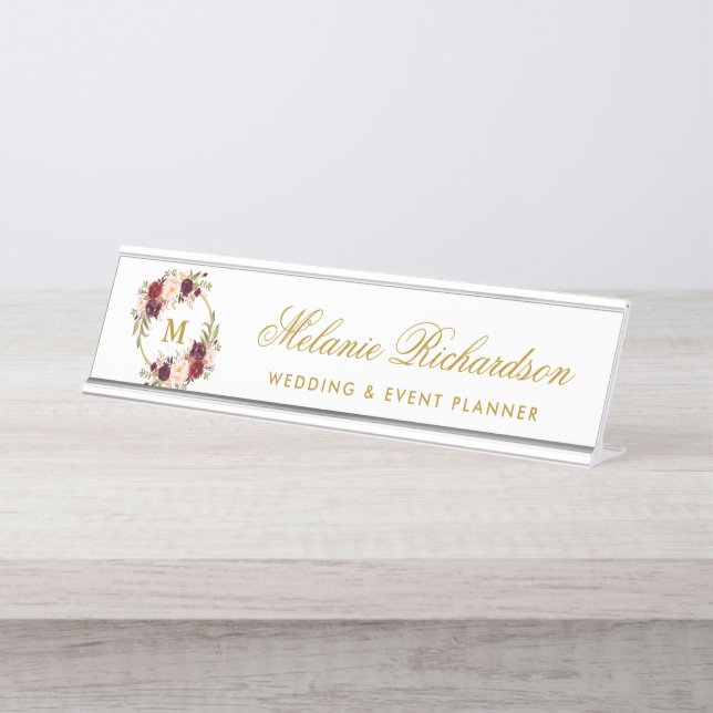 Burgundy-Goldmedaille Schreibtischnamensplakette (Vorderseite )