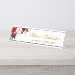 Burgundy-Goldschild Schreibtischnamensplakette